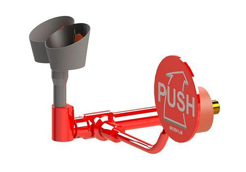 B-SAFETY oogdouche met 2 douchekoppen 45°, rood, schuifrozet, wandmontage, inbouw, DVGW, 306252