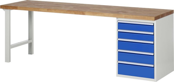 RAU werkbank serie 7000 - modulair ontwerp, onderbouwbak (5x laden), 2500x840x700 mm, 03-7513A1-257B4S.11