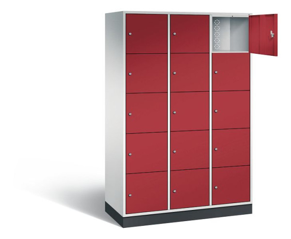 C+P XL lockerkast Intro, H1950xW1220xD490mm, kleur: lichtgrijs/robijnrood, 8570-302 S10061