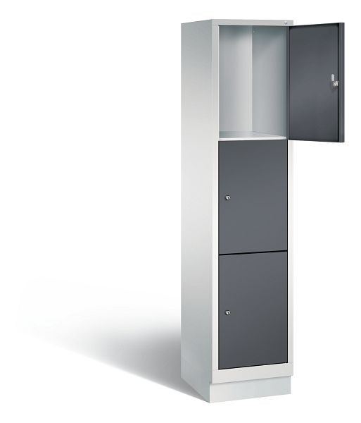 C+P lockerkast Evolo, H1800xB420xD500mm, kleur: lichtgrijs / zwartgrijs, 48020-123 S10074