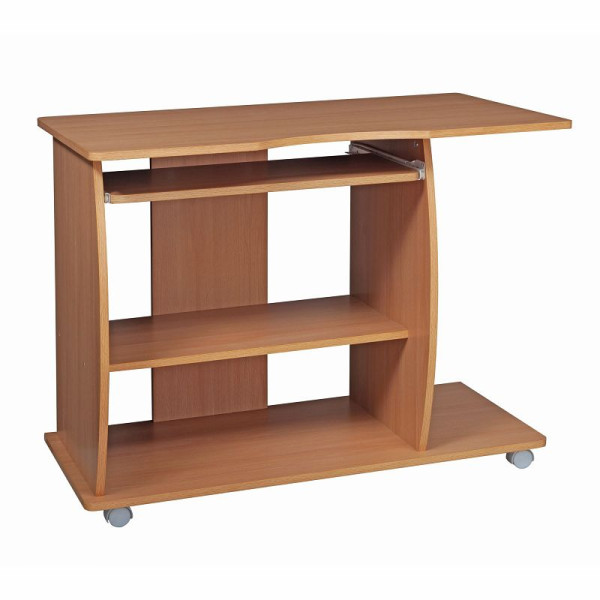 Wohnling computertafel DIANA oprolbaar beuken 90 x 71 x 50 cm met toetsenborduitschuifbaar, WL1.331