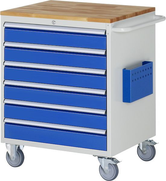 RAU montagewagen serie 7000, B770 x D650 x H975 mm, massief beukenhouten blad, laden: 6xH120 mm, 15-XL5.16A-B.11