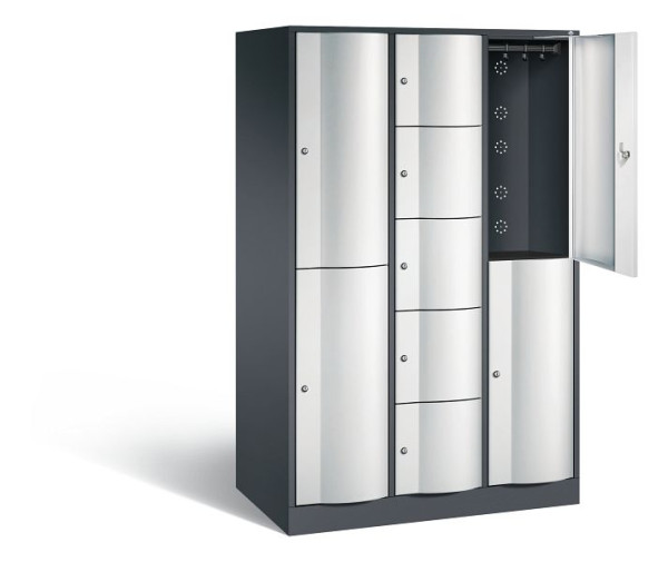 C+P combinatie lockerkast Resisto, H1950xB1148xD640mm, kleur: zwartgrijs/lichtgrijs, 8070-3730 S10009