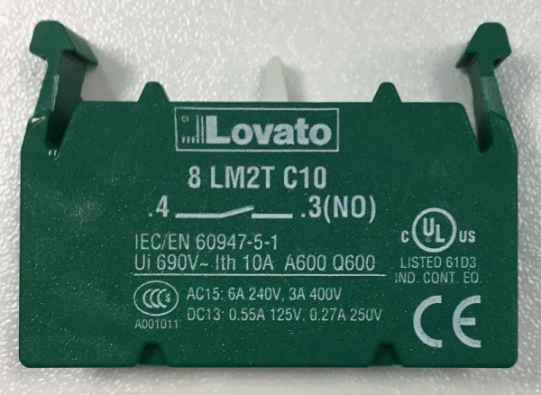 ELMAG contactelement NO - LOVATO, 8LM2T C10 - 10A, 9503374
