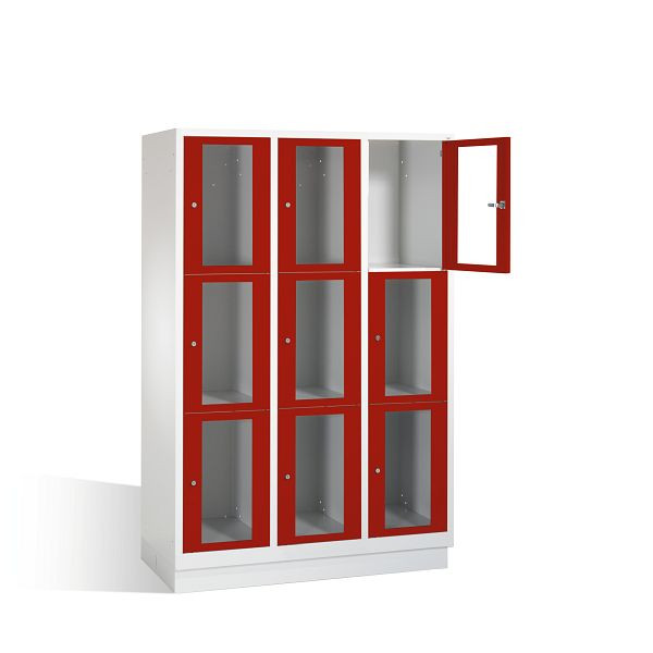 C+P lockerkast Classic, H1800xB1200xD500mm, kleur: lichtgrijs/robijnrood, 8020A323 S10001