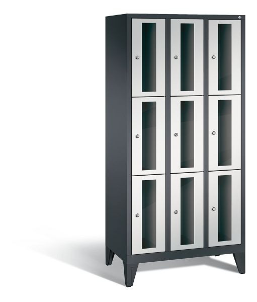 C+P lockerkast Classic, H1850xB900xD500mm, kleur: zwartgrijs/lichtgrijs, 8010A303 S10013