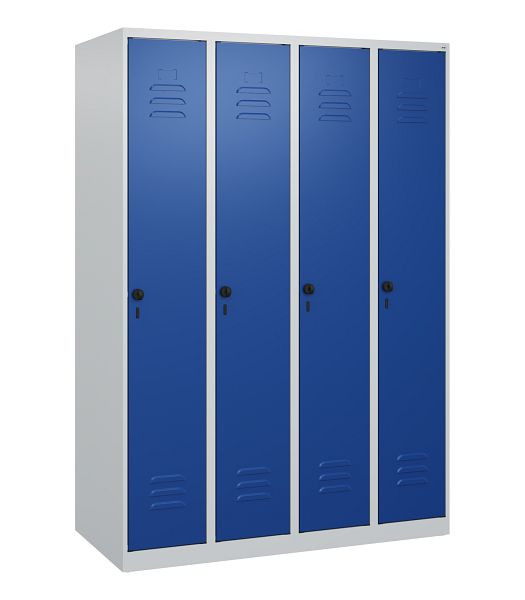 C+P Umkleidespind Classic PLUS, 4 Abteile, 1700x1200x500mm, 7035/5010, Drehriegel, 0800007-40 S10003