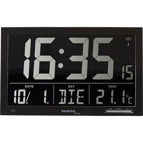 Technoline draadloze wandklok DCF-77 met handmatige instelmogelijkheid, afmetingen (BxHxD): 368 x 228 x 29 mm, WS 8007