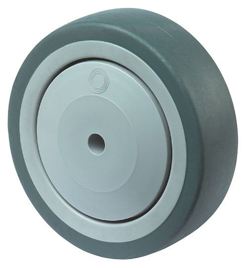 BS Rollen rubberen wiel, wielbreedte 32 mm, wiel-Ø 150 mm, draagvermogen 100 kg, grijs rubberen loopvlak, wiellichaam kunststof, kogellager, VE = 2 stuks, A85.151