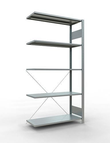 Schulte legbordstelling, aanbouwpaneel, 5 opbergniveaus, kruisschoor, vakbelasting 150 kg, 1006 x 436 x 2000 mm, 278692