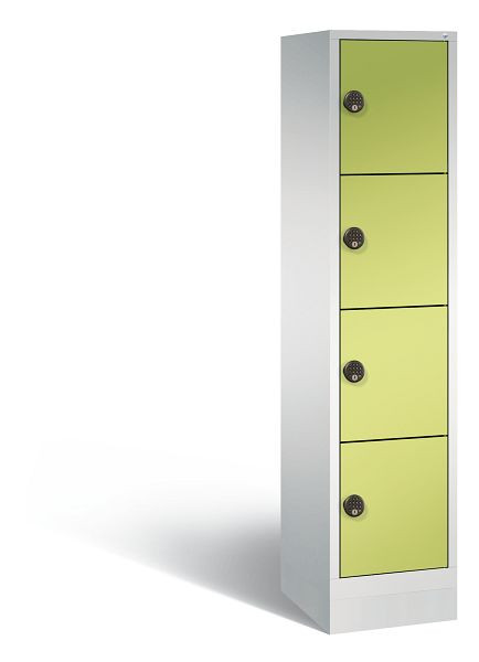 C+P stalen oplaadkast Evolo, 4 compartimenten, H1800B420T500 mm, lichtgrijs/viridine groen, 48020-1204EB S10018