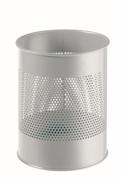 DURABLE metalen prullenbak rond 15, geperforeerd, 165mm, grijs, 331010