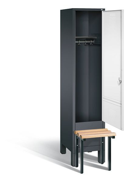 C+P garderobekast Evolo, H1850xB420xD815mm, kleur: zwartgrijs / verkeerswit, 48030-12 S10089