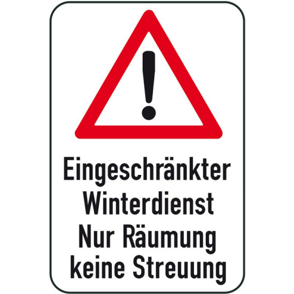 Steen HGS winterbord/verkeersbord Beperkte winterdienst - alleen opruiming geen verstrooiing, 400x600mm, 14735