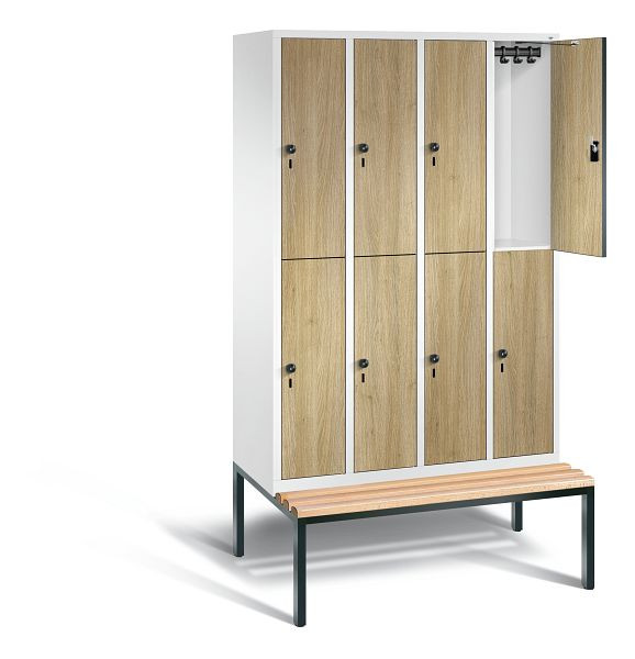 C+P locker 2-laags Evolo, H2090xB1190xD815mm, kleur: verkeerswit / decor eiken Sereno, 48350-40 S10366
