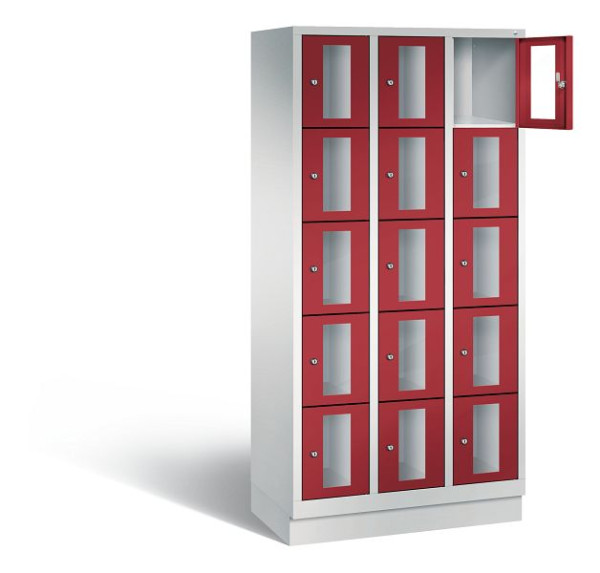 C+P lockerkast Classic, H1800xB900xD500mm, kleur: lichtgrijs/robijnrood, 8020A305 S10001