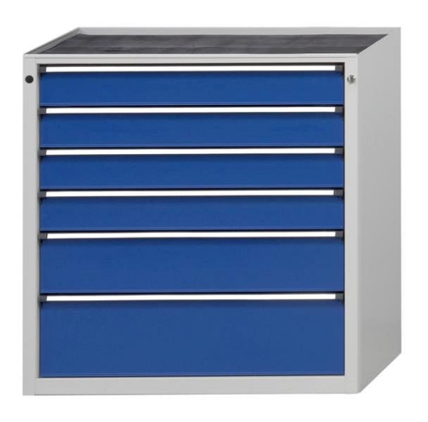 ANKE ladekast; 910 x 675 x 980 mm; RAL 7035/5010; Kuip met antislipmat; 6 laden 120, 120, 120, 120, 180, 240 mm, 610.212