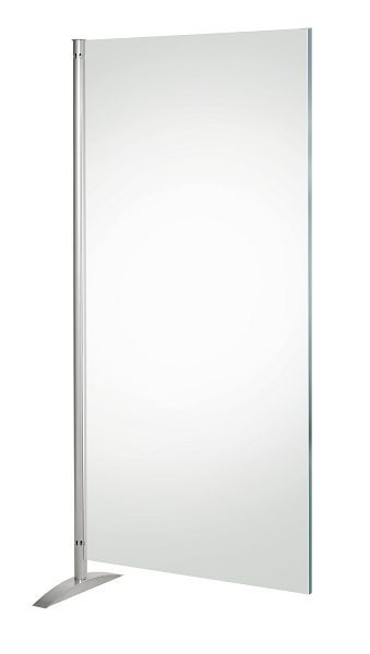 Kerkmann Metropol privacywand, transparant element, B 800 x D 450 x H 1750 mm, aluminium zilver/transparant, 45691784