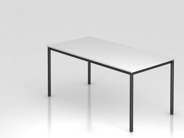 Hammerbacher vergadertafel rond onderstel 160x80 wit/zwart, rechthoekige vorm, VDR16/W/D