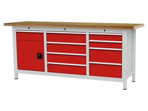 Bedrunka+Hirth boxwerkbank, R 18-16 en R 24-16, aantal lades: 9, afmetingen: 2000 x 600 x 859 mm, laadvermogen lade(n): 50 kg, 03T520H60350