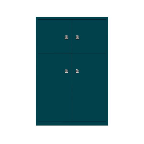 Bisley LateralFile Lodge, 4 lockers: 2x H 375 mm, 2x H 755 mm, staal, cilinderslot, oceaanblauw, L0836SABXSDXP653