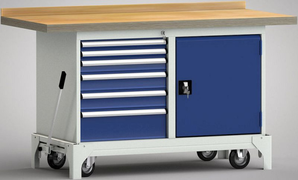 KLW mobiele professionele werkbank - 1500 x 700 x 866 mm L x B x H, WS782N-1500M40-E0012