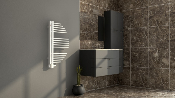 MERT design handdoekradiator AYCAN wit, 500 x 800 mm, vlak rechts/links, 5-AYCAN-50x080-WM