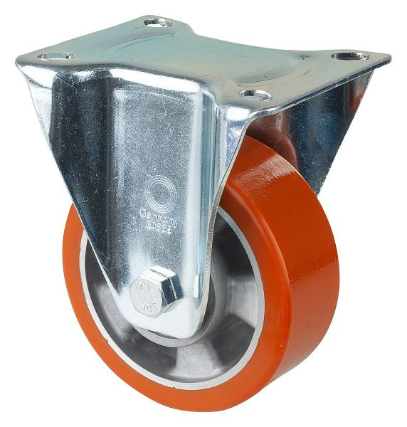 BS rollen transportrol, vaste rol, breedte 50 mm, Ø125 mm, tot 300 kg, loopvlak gegoten polyurethaan, wiellichaam aluminium, kogellagers, LSS410.B90.125