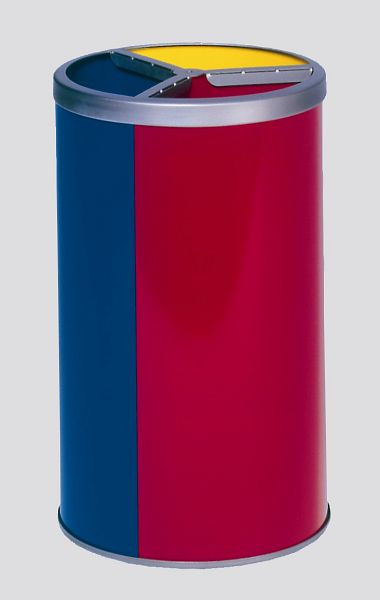 VAR recyclingstation 3-voudig, zonder dak, geel, blauw, rood, 3660
