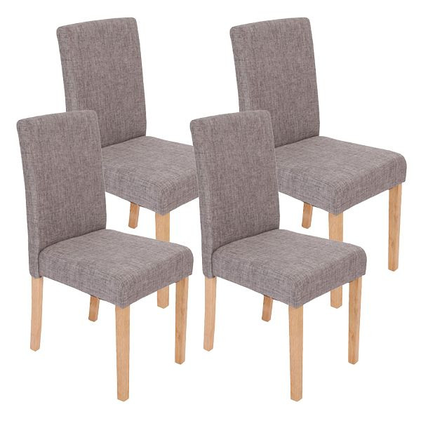 Mendler set van 4 eetkamerstoelen, keukenstoelen, Littau, textiel, grijs, lichte poten, 28644