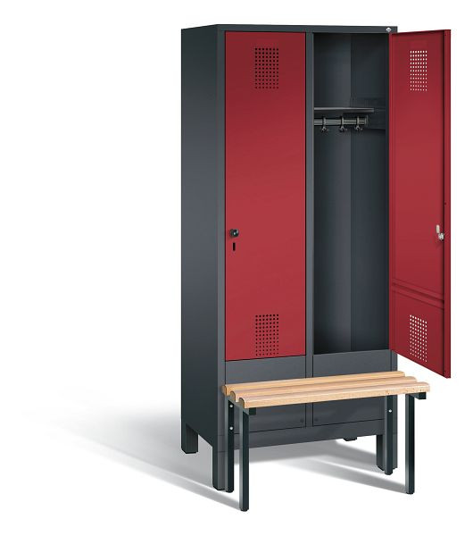 C+P Evolo garderobe, H1850xW810xD815mm, kleur: zwart-grijs/robijnrood, 48030-22 S10104