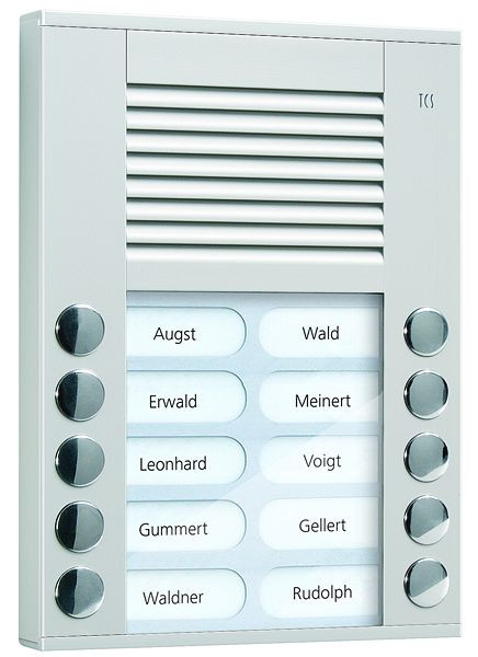 TCS audio voordeurstation serie PES 10 beldrukkers (rechts/links uitgelijnd), AP zilver, PES10-EN/04