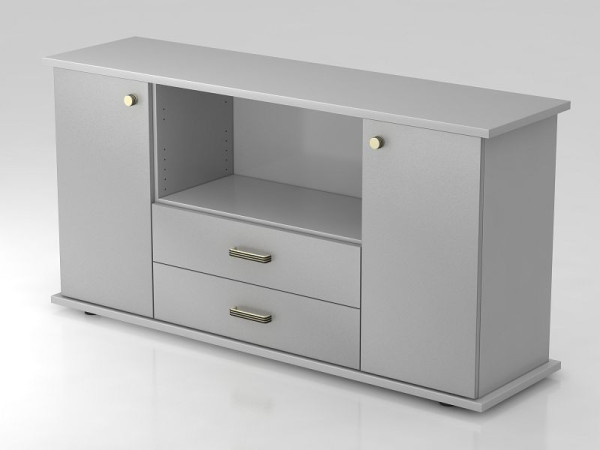 Hammerbacher dressoir 2 deuren, 2 lades, gestreept handvat grijs/zilver, 166,1x44,8x84 cm (BxDxH), VSBTS/5/S/SG