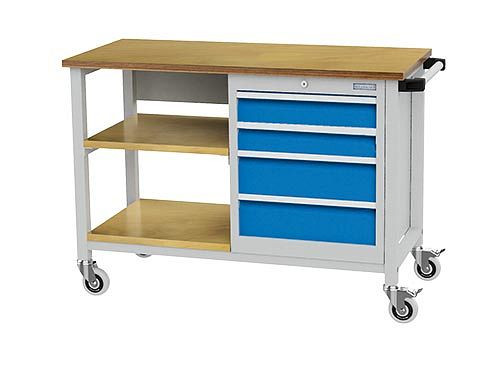 Bedrunka + Hirth Mobiele Werkbank T500, met planken en 4 lades, 04.512.04A