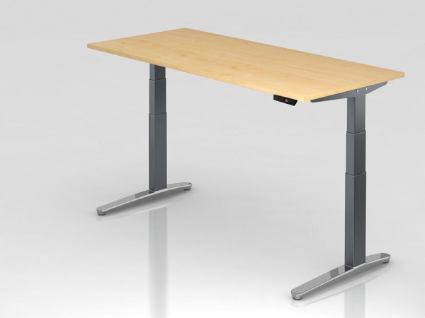 Hammerbacher elektrisch zit-sta bureau 180x80cm esdoorn/grafiet, gepolijst, rechthoekige vorm, VXBHM19/3/GC