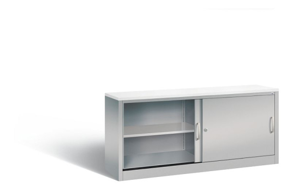 C+P dressoir met schuifdeuren Acurado, H720xB1600xD400mm, kleur: wit aluminium, beugelgreep, 2 niveaus, 5724-00 S10343