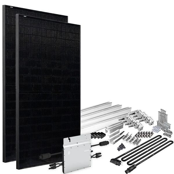 Offgridtec Solar-Direct 820W HM-800 balkonkrachtcentrale Volledig zwart Schuko-stopcontact - 5m - Montageset voor pannendak, 4-01-016030-002