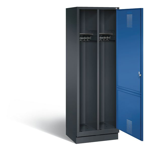 C+P zwart wit locker Evolo, H1800xB610xD500mm, kleur: zwart grijs / gentiaanblauw, 48220-20 S10028