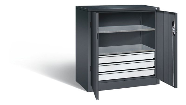 C+P gereedschapskast Acurado, H1000xW930xD500mm, kleur: zwart-grijs, verzonken handgreep, 8821-5035 S10073