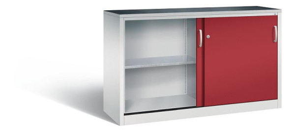 C+P schuifdeurkast Acurado, H1000xB1600xD500mm, kleur: lichtgrijs/robijnrood, beugelgreep, 2156-09 S10057