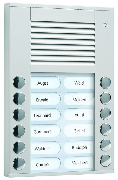 TCS audio voordeurstation serie PES 12 belknoppen (rechts/links uitgelijnd), AP zilver, PES12-EN/04