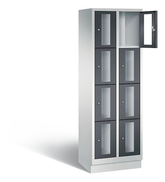 C+P lockerkast Classic, H1800xB610xD500mm, kleur: lichtgrijs / zwartgrijs, 8020A204 S10005