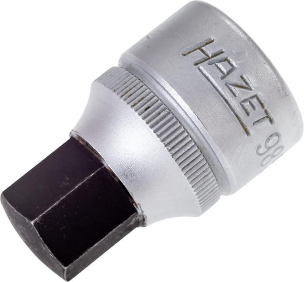 Hazet schroevendraaierdop, hol vierkant 12,5 mm, binnenzeskant profiel, 14 mm, extra kort met karteling, 985-14