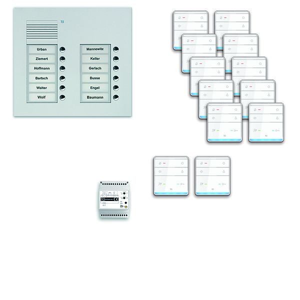 TCS deurbedieningssysteem audio: pack UP voor 12 wooneenheden, buitenstation PUK 12 belknoppen 2-koloms, 12x handsfree luidspreker ISW5010, bediening, PPUF12 / 2-EN / 01