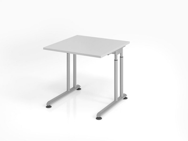 Hammerbacher bureau ZS08, 80 x 80 cm, blad: grijs, 25 mm dik, ABS dikke rand, rechthoekige vorm, zilver, VZS08/5/S
