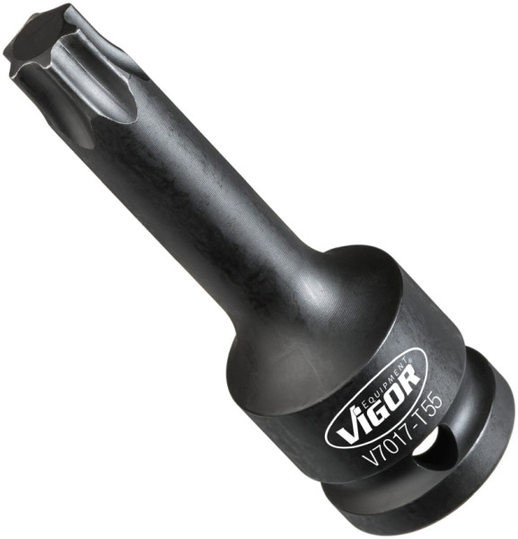 VIGOR slagmoersleutel schroevendraaier bit, hol vierkant 12,5 mm (1/2 inch), binnen TORX® profiel, T55, V7017-T55
