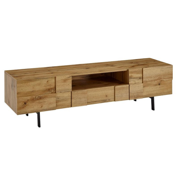 Wohnling lowboard hout eiken decor 160x46x43 cm TV ladekast met twee deuren, design TV-kast hoog, TV-tafel TV-kast modern, WL6.581