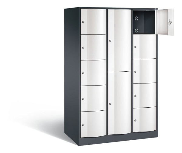 C+P combinatie lockerkast Resisto, H1950xB1148xD640mm, kleur: zwartgrijs / verkeerswit, 8070-3731 S10023