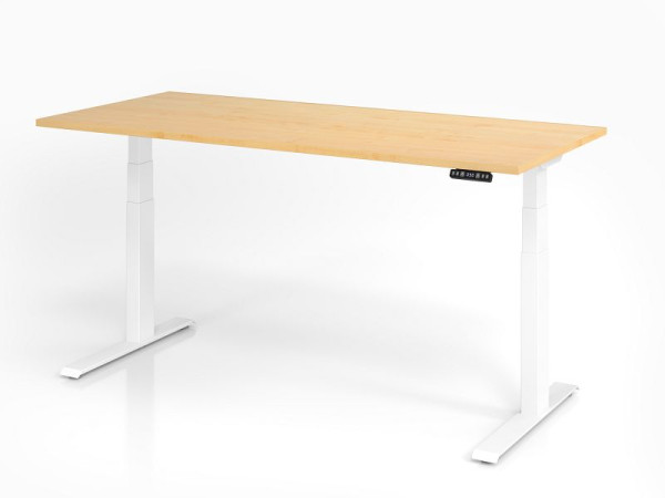 Hammerbacher bureau XDKB19, 180 x 80 cm, blad: esdoorn, 25 mm dik, ABS dikke rand, rechthoekige vorm, wit, VXDKB19/3/W