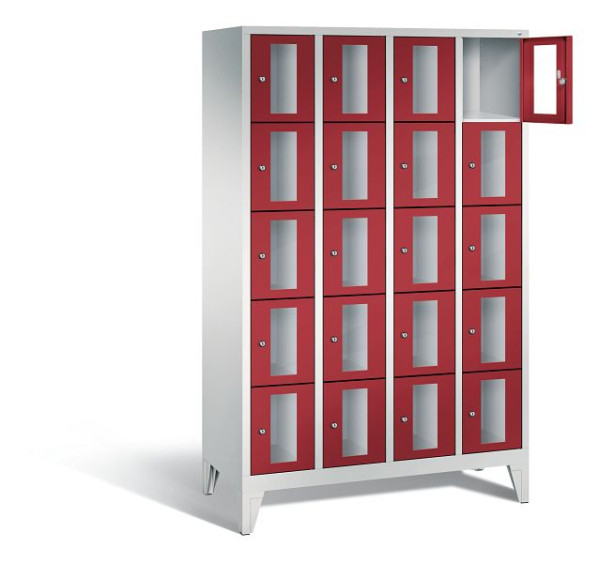 C+P lockerkast Classic, H1850xB1190xD500mm, kleur: lichtgrijs/robijnrood, 8010A405 S10001